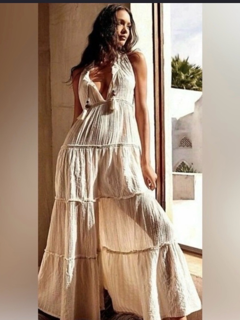 Free People Women’s Cream Tiered jumpsuit  -